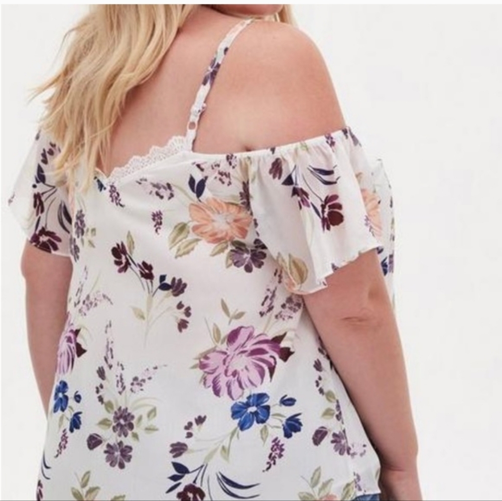 Torrid Floral Off-Shoulder Women's Top - Picture 3 of 14